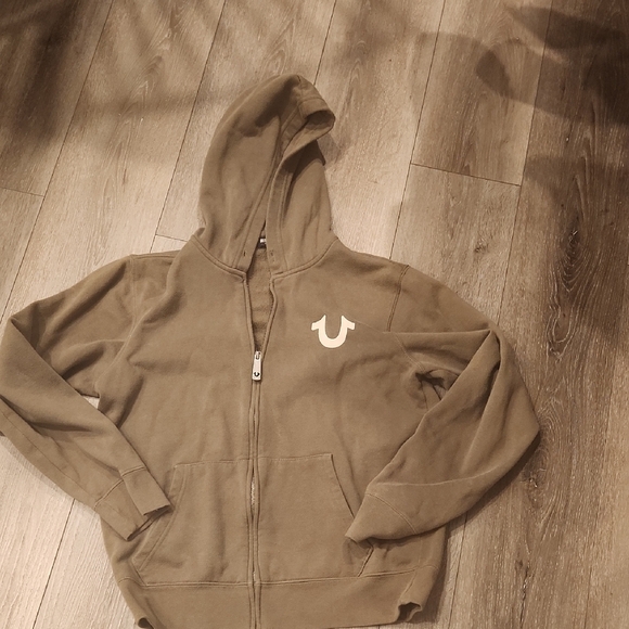 True Religion Olive Green Fleece Hoodie - Picture 1 of 4